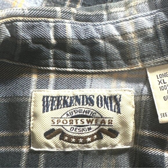 Weekends Only Mens XL Tall Plaid Long Sleeve Shirt Authentic Sportswear Heritage - Picture 3 of 7